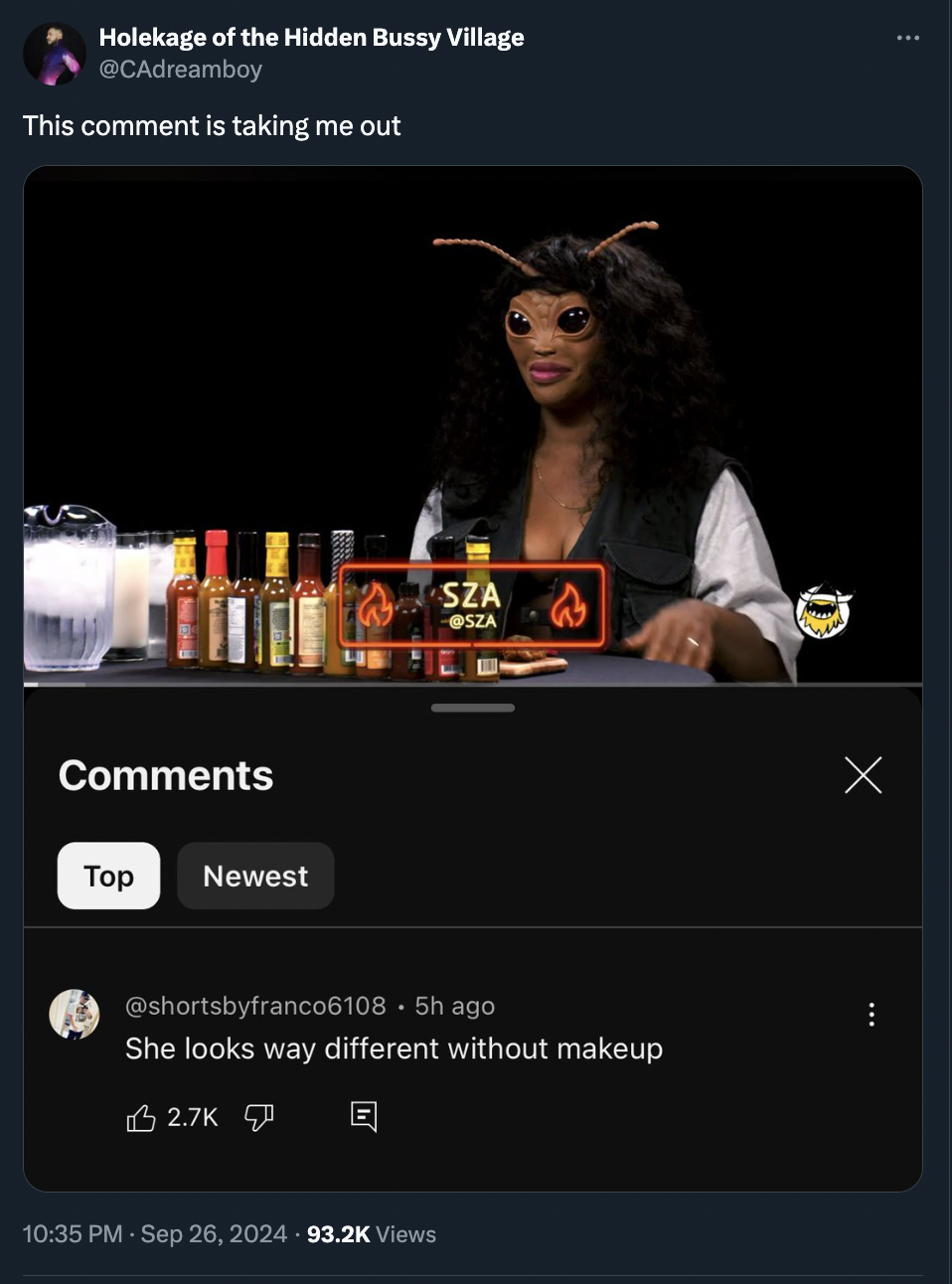 screenshot - Holekage of the Hidden Bussy Village This comment is taking me out Newest Sza Sza 5h ago She looks way different without makeup Views